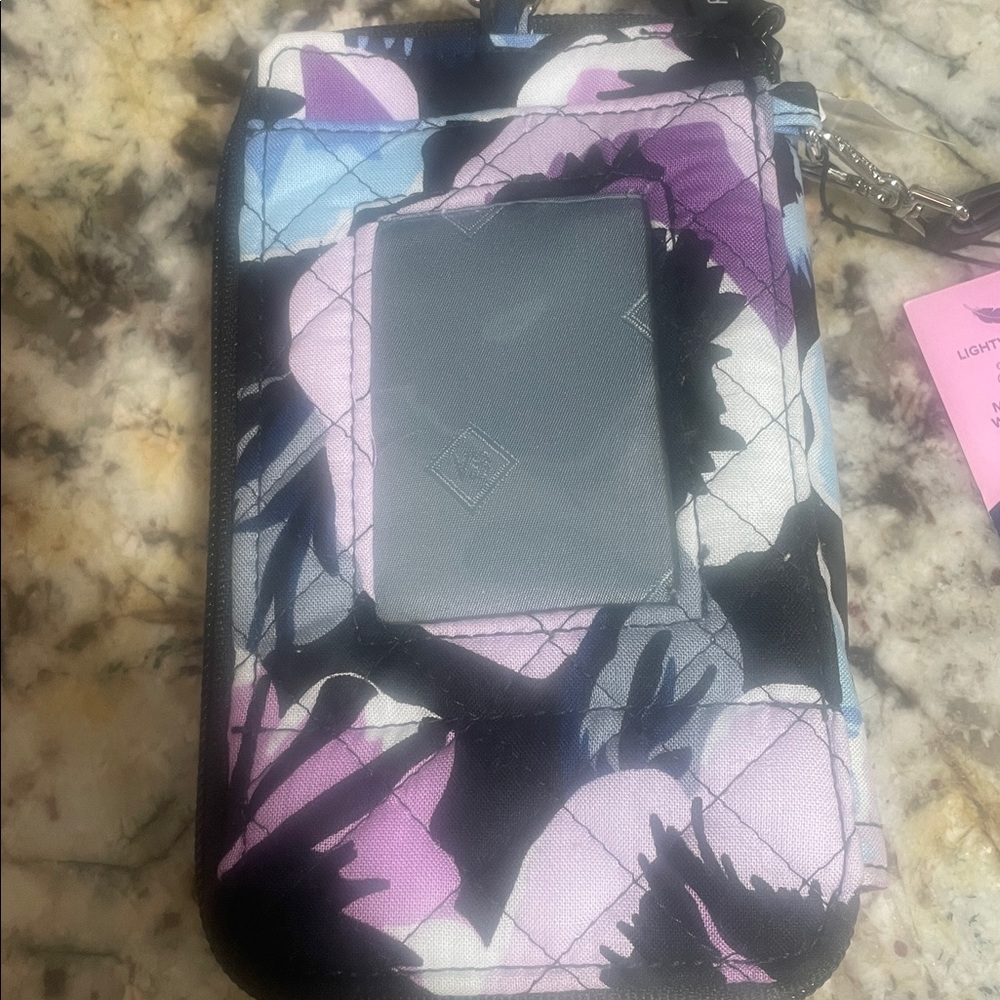 New (retired) Vera Bradley RFID smartphone wristlet in Plum Pansies